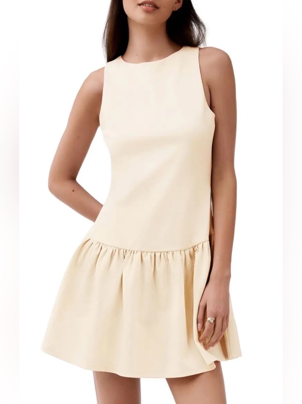 NEXT Cream Sleeveless Drop-Waist Mini Dress